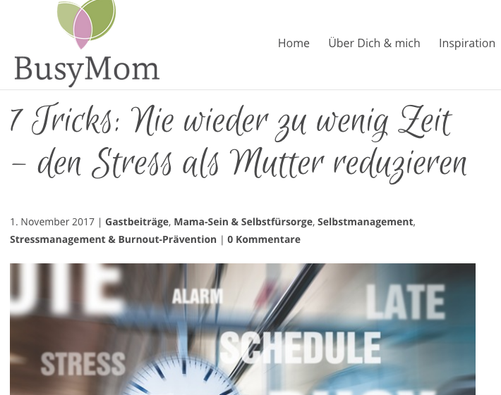Mein Gastbeitrag auf BusyMom verrät dir 7 Zeit-Tricks – no stress